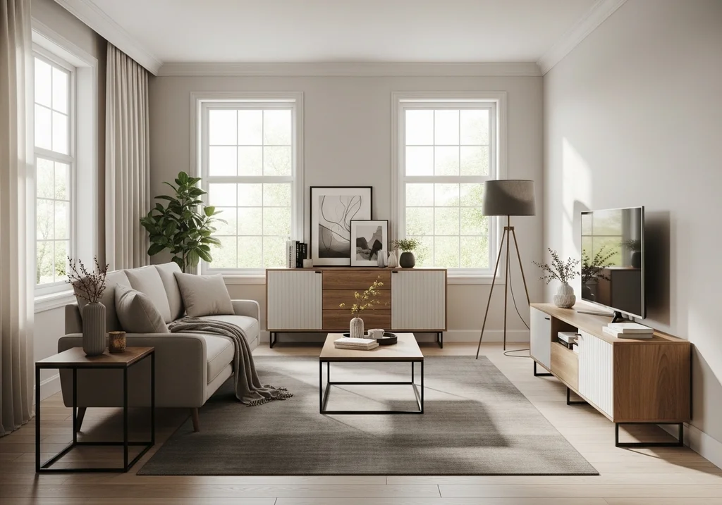 salon minimaliste confortable